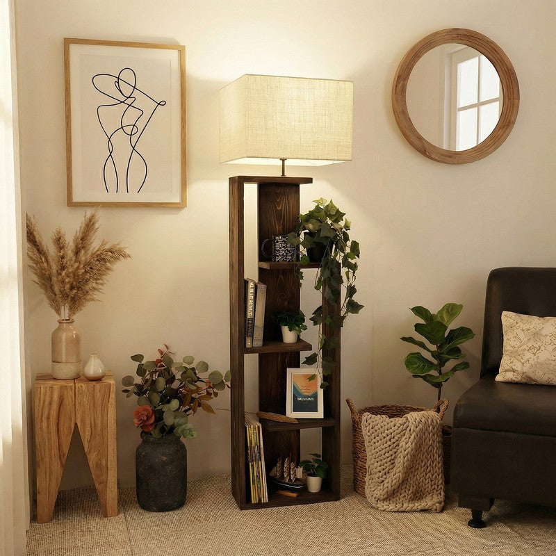 BareGlow Wooden Floor Lamp - Brown media 3