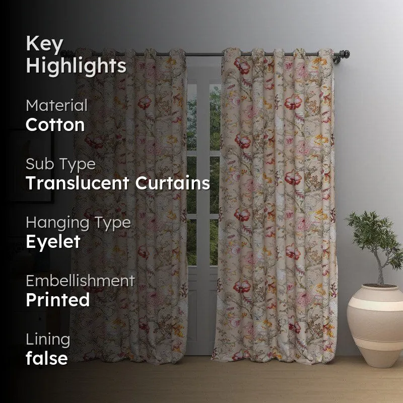 Mivaana Floral Curtain (Beige) - Set Of Two media 2