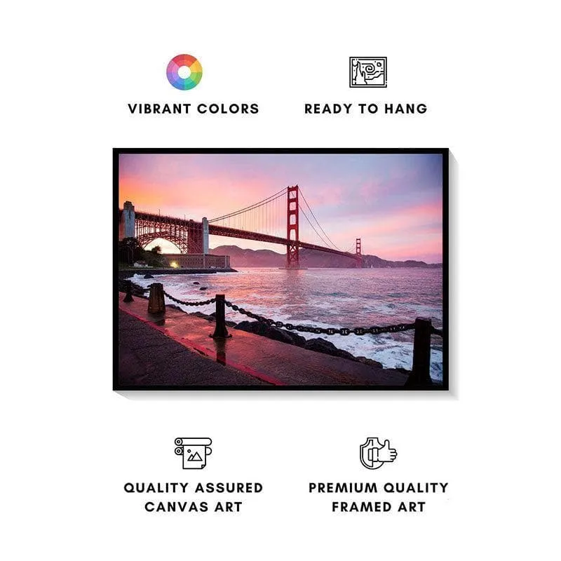 Golden Gate Bridge San Francisco Canvas Wall Painting - Black Frame media 4