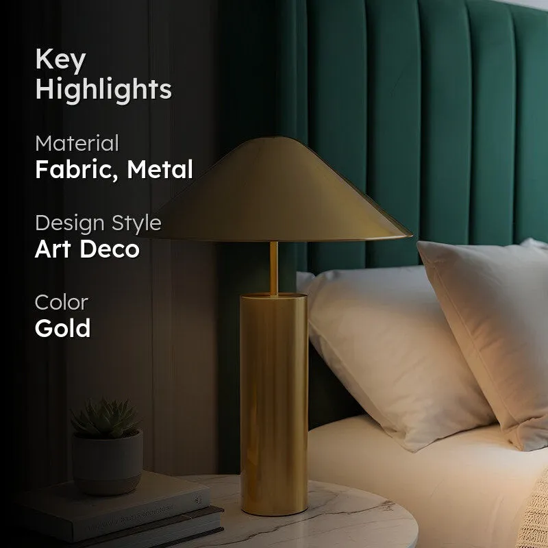 AarviDecor Lennox Designer Fabric Table Lamp - Gold media 2