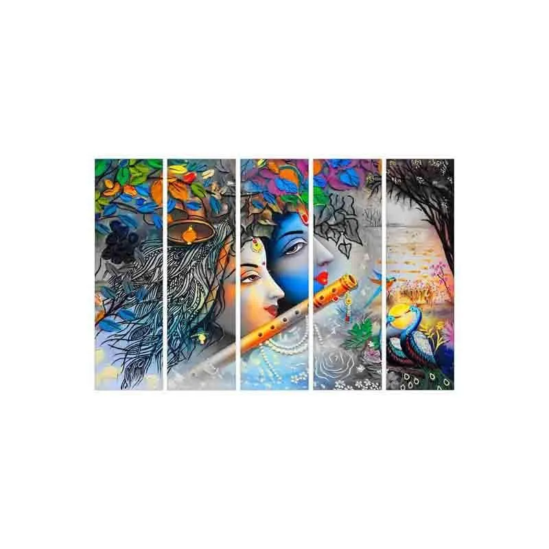 Radha Krishna Wall Art - Five Piece Set media 4