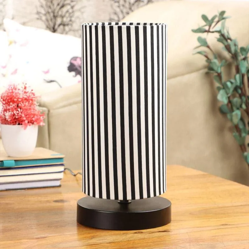 Zebro Torine Fabric Table Lamp - Black,White media 3