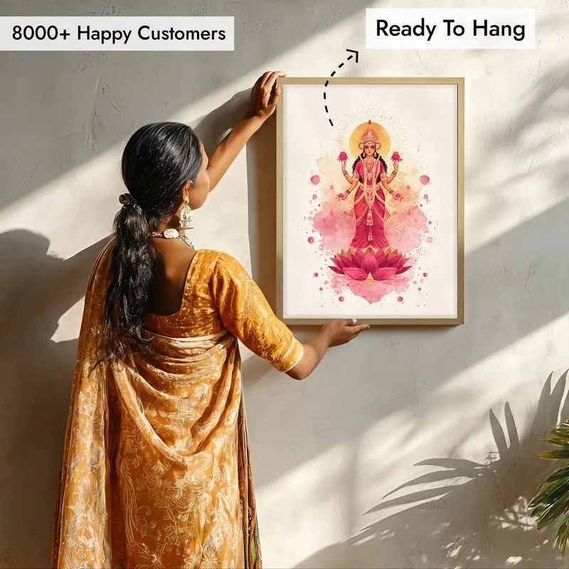 Shri Mahalaxmi Devi Divine Archival Paper Wall Art - Natural Brown Frame media 7