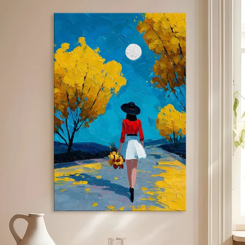 Moonlit Autumn Walk Canvas Wall Art media 4