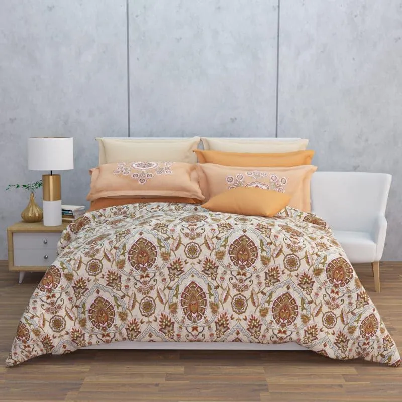 Serene Soft Floral Cotton Bedsheet (Peach,Brown) - 210 TC media 3
