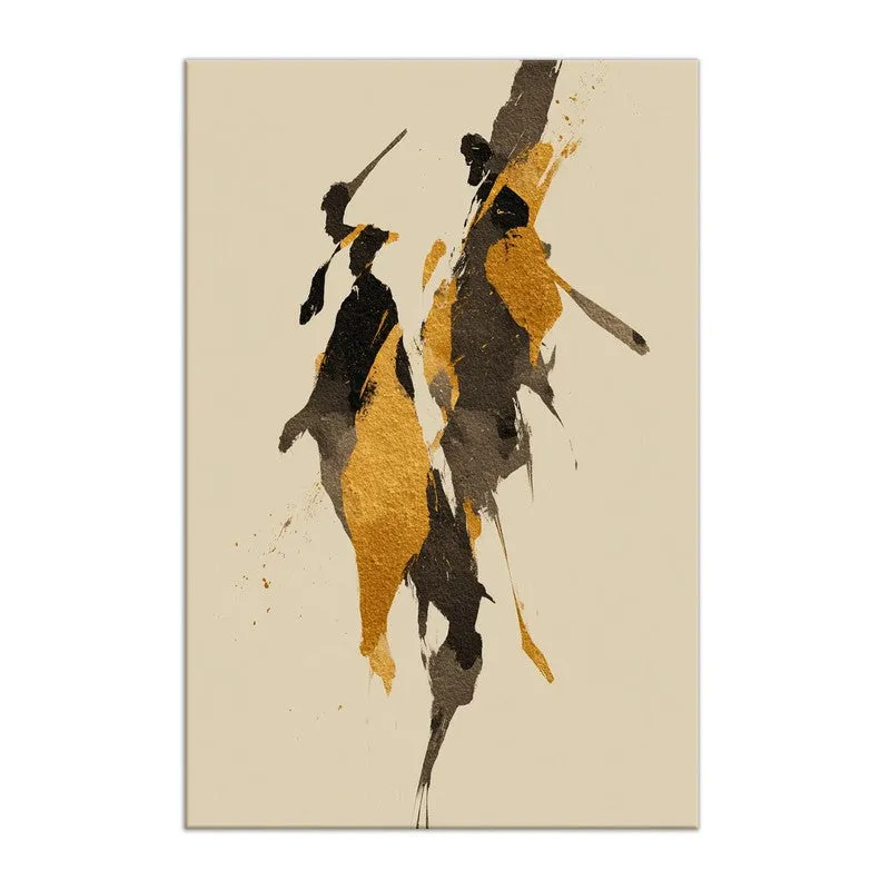 Golden Motion Abstract Canvas Wall Art media 3