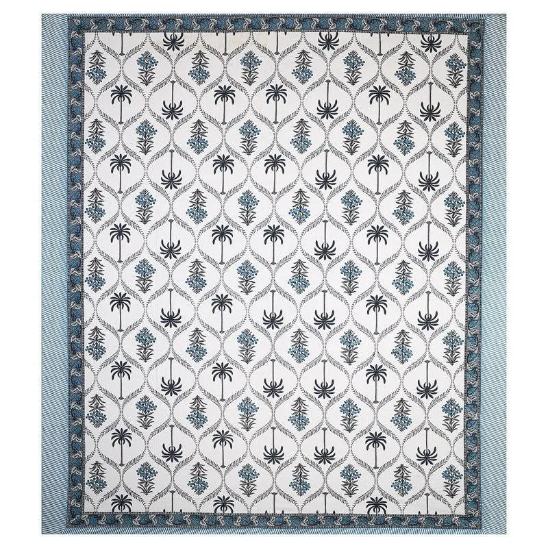 Amoda Ethnic Cotton Bedsheet (Blue) - 160 TC media 3