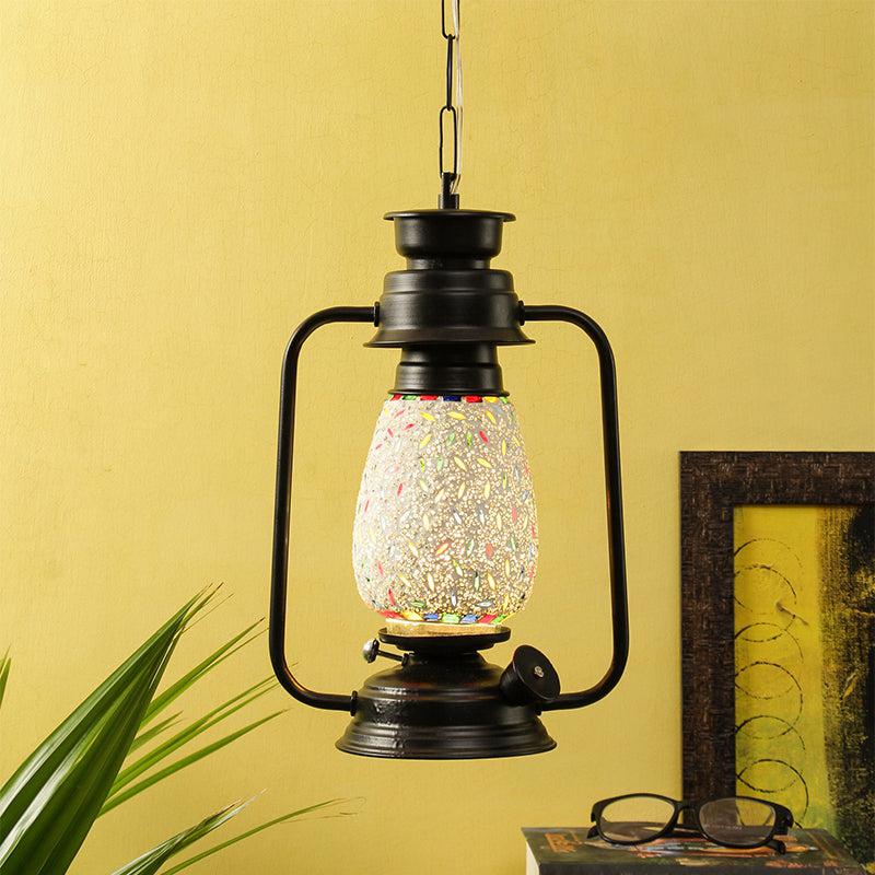 Siera Mosaic Lantern Glass Ceiling Lamp - Black media 2