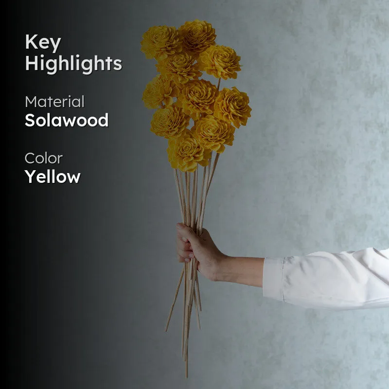 Muskan Sola Wood Rose Flower Stick (Yellow) - Set Of Ten media 2