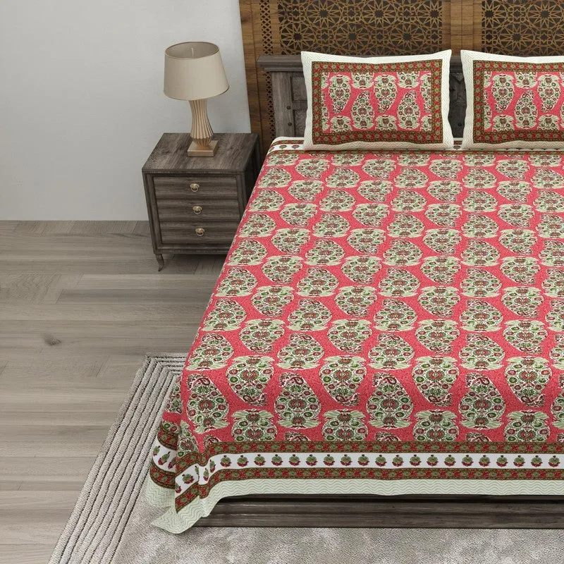 Artor Cotton Bedsheet (Maroon,Olive Green) - 240 TC media 3