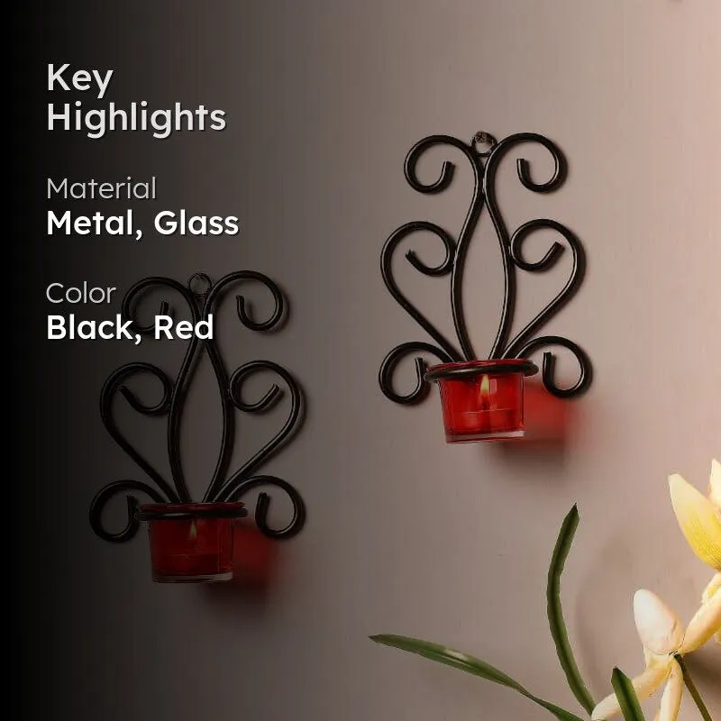 Antique Sconce Candle Holder (Red) - Set Of Two media 2