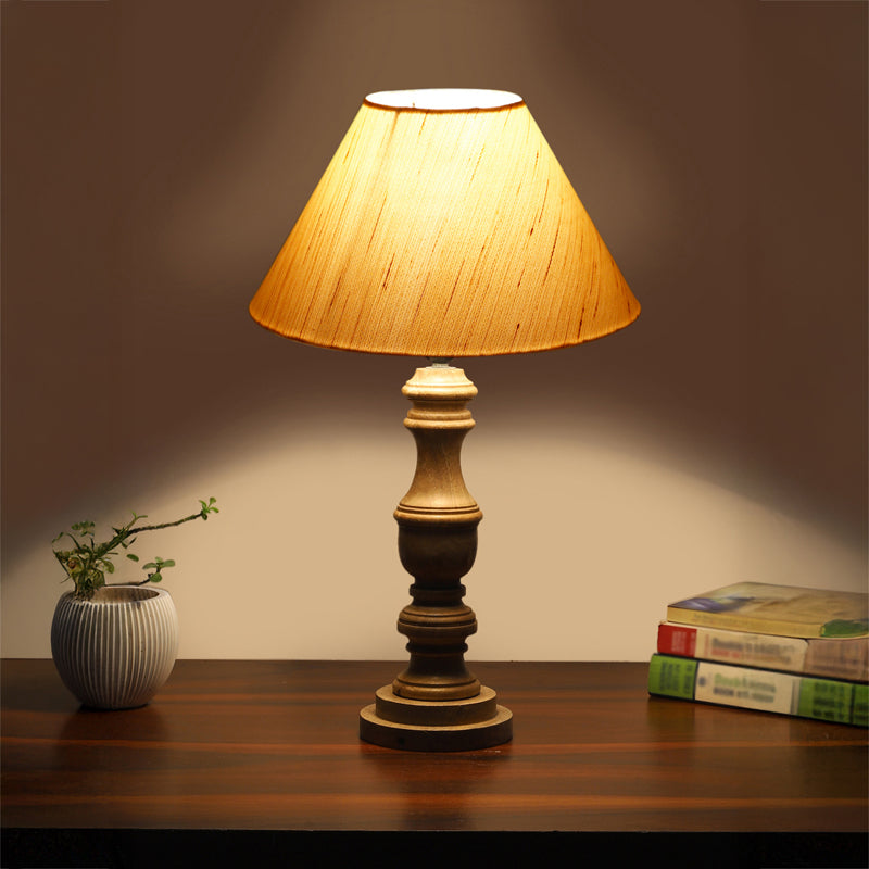 Cotin II Carve Wooden Table Lamp - Ivory,Brown