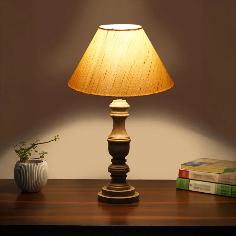 Cotin II Carve Wooden Table Lamp - Ivory,Brown media 1