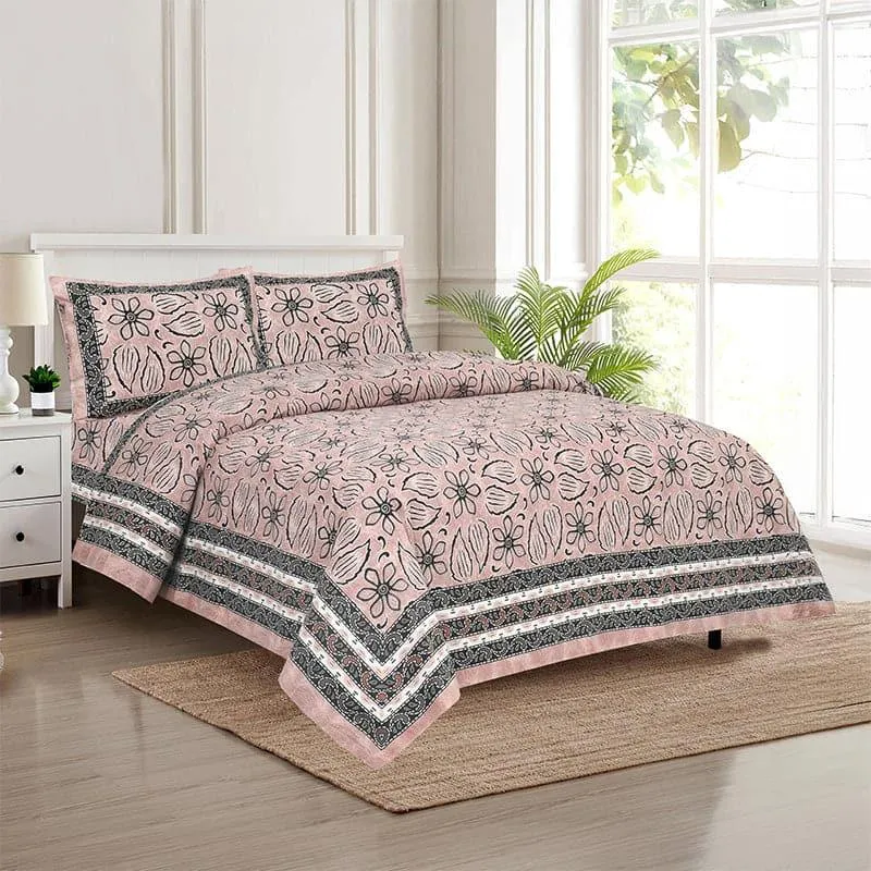 Yuvara Floral Cotton Bedsheet (Pink) - 160 TC media 1