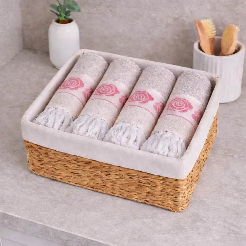 Rosette Cotton Hand Towel (Pink) - Set Of Four media 1
