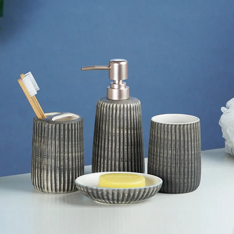 UrbanRinse Ceramic Bathroom Set - Four Piece Set media 4
