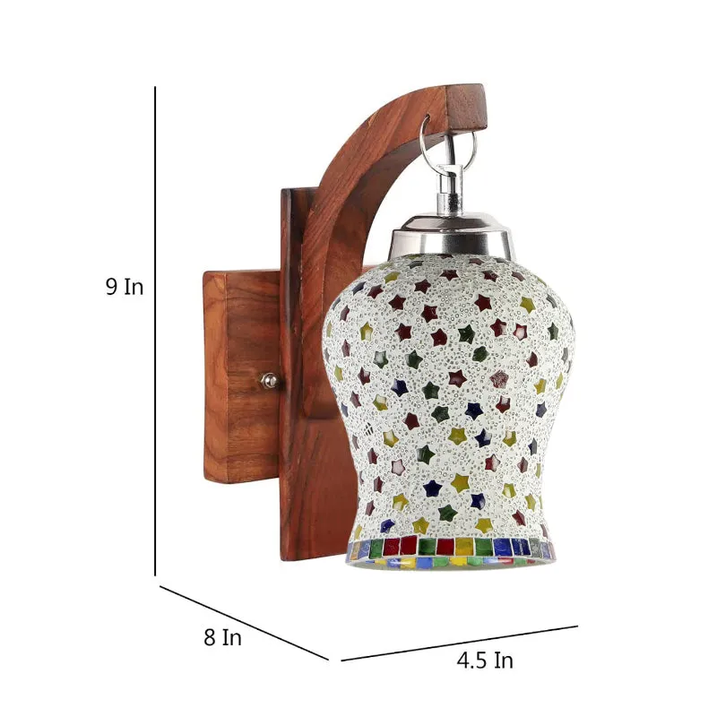 Ekta Forma Mosaic Glass & Wooden Wall Lamp media 4