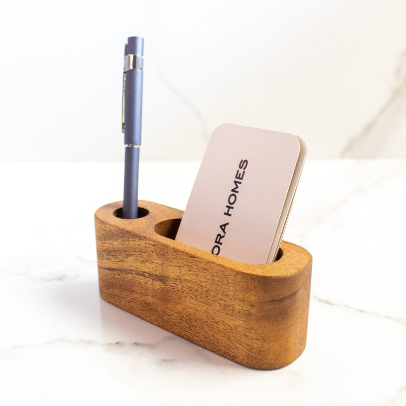 Multi-Functional Wood Desk Organizer for Office & Home - Brown