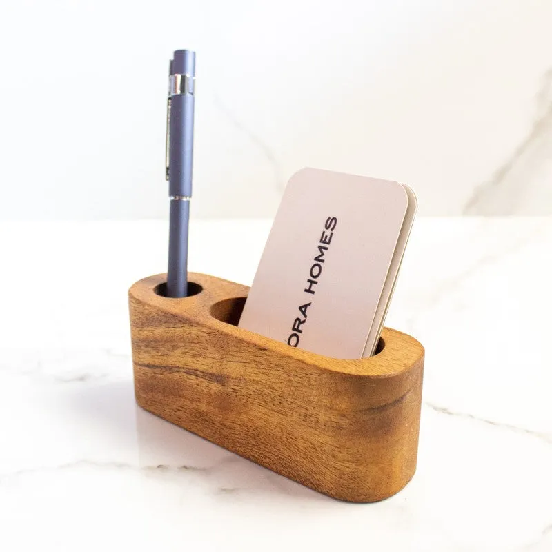 Multi-Functional Wood Desk Organizer for Office & Home - Brown media 1