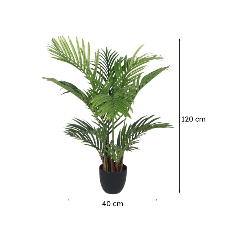 Faux Lush Palm Plant With Black Plastic Pot -  4 Feet media 6