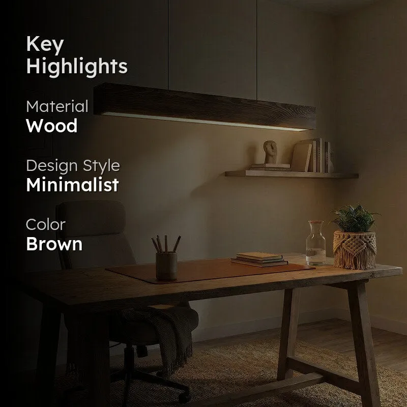 StraightBeam Wooden Ceiling Lamp - Brown media 2