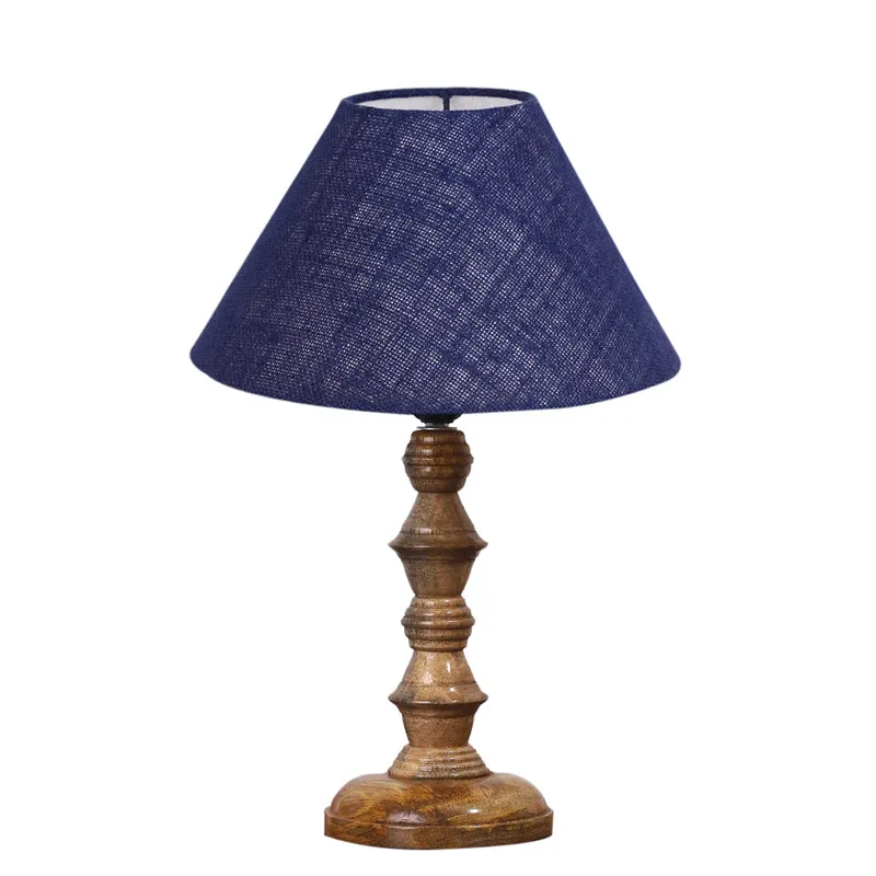 Sienna II Timber Wooden Table Lamp - Blue,Brown media 6