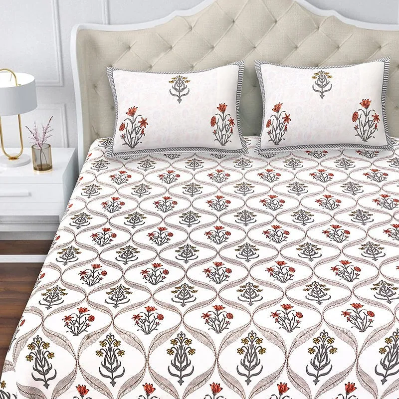Mukta Cotton Bedsheet (Peach, Yellow) - 180 TC media 4