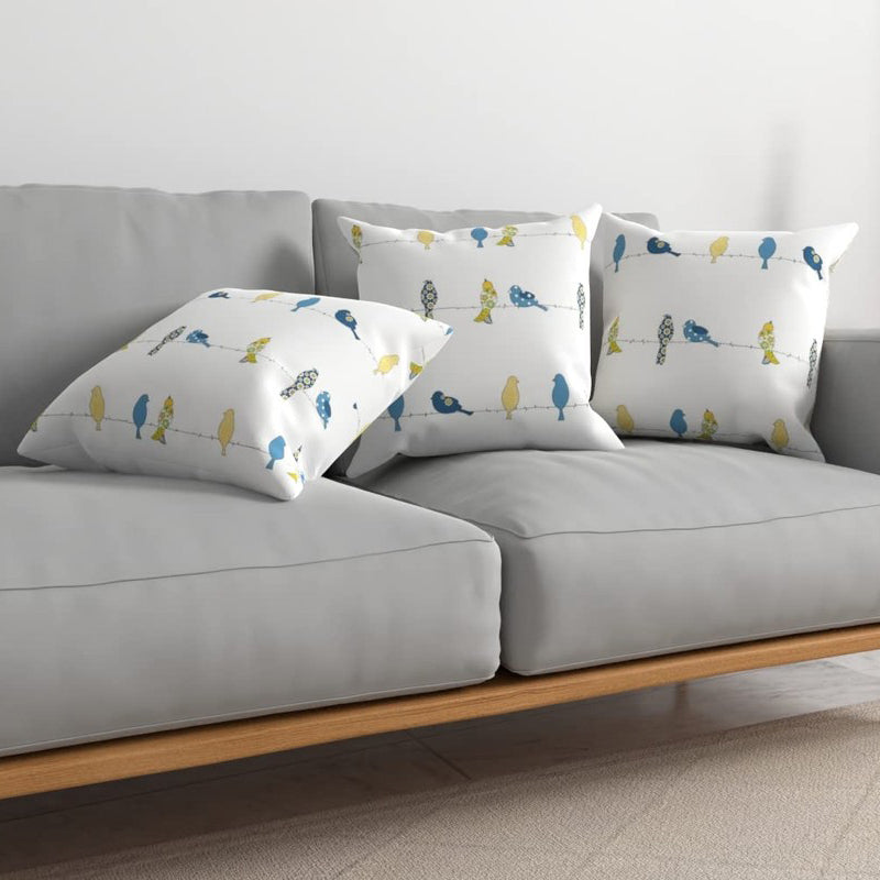 Urban Space Contemporary White & Blue Cotton Cushion Covers - Set Of Five media 3