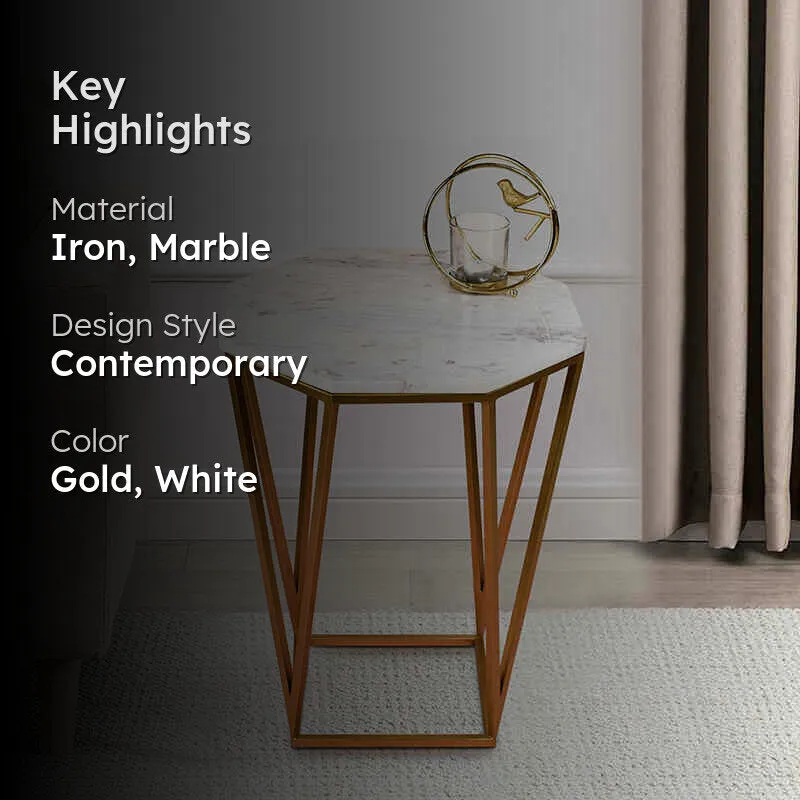 Marbihex II Marble & Iron Side Table media 2