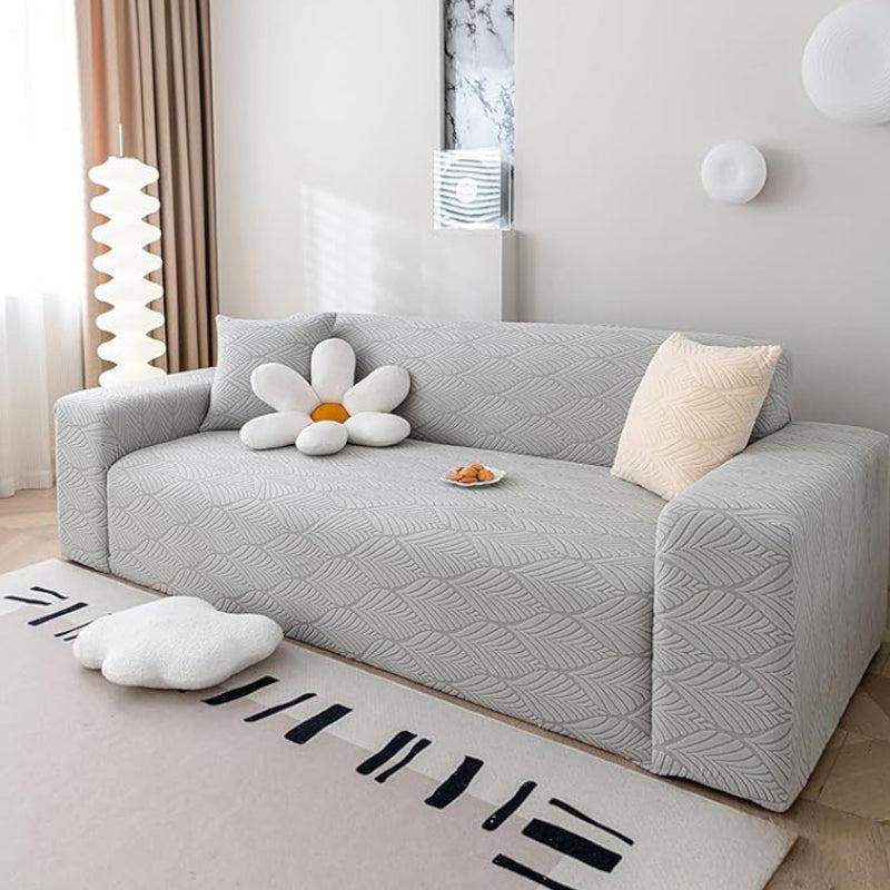 Daina Jacquard Synthetic Fibre Sofa Cover - Grey image 1