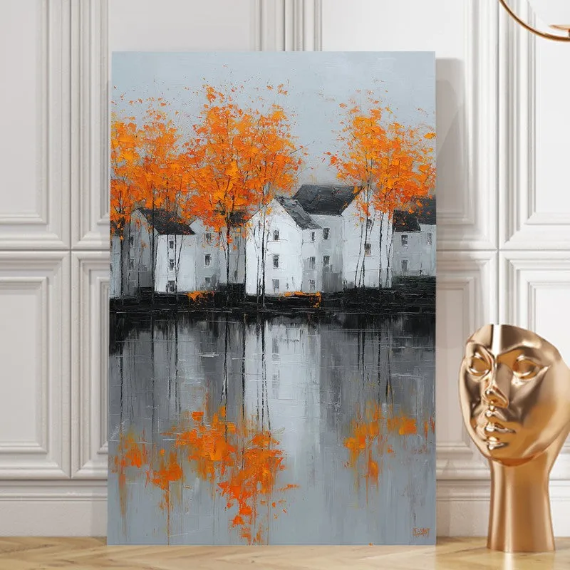Serene Lakeside Homes Canvas Wall Art media 7