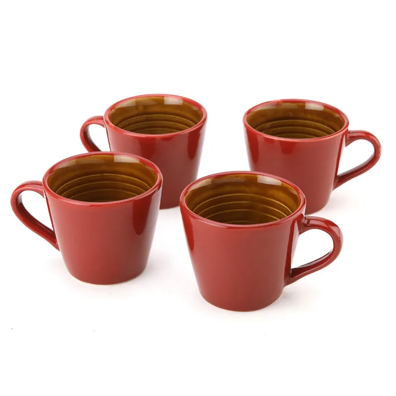 Karvaa Ceramic Tea Cup (175 mL Each)/Red)- Set of Four media 4