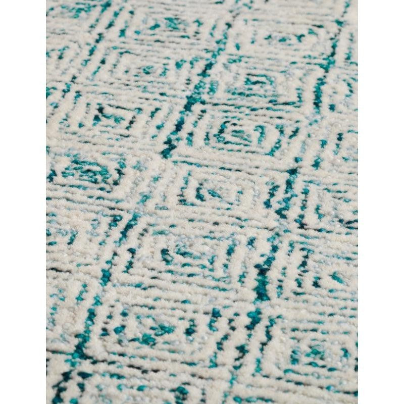 Timeless Textures Hand Tufted Wool Rug - Teal & White media 4