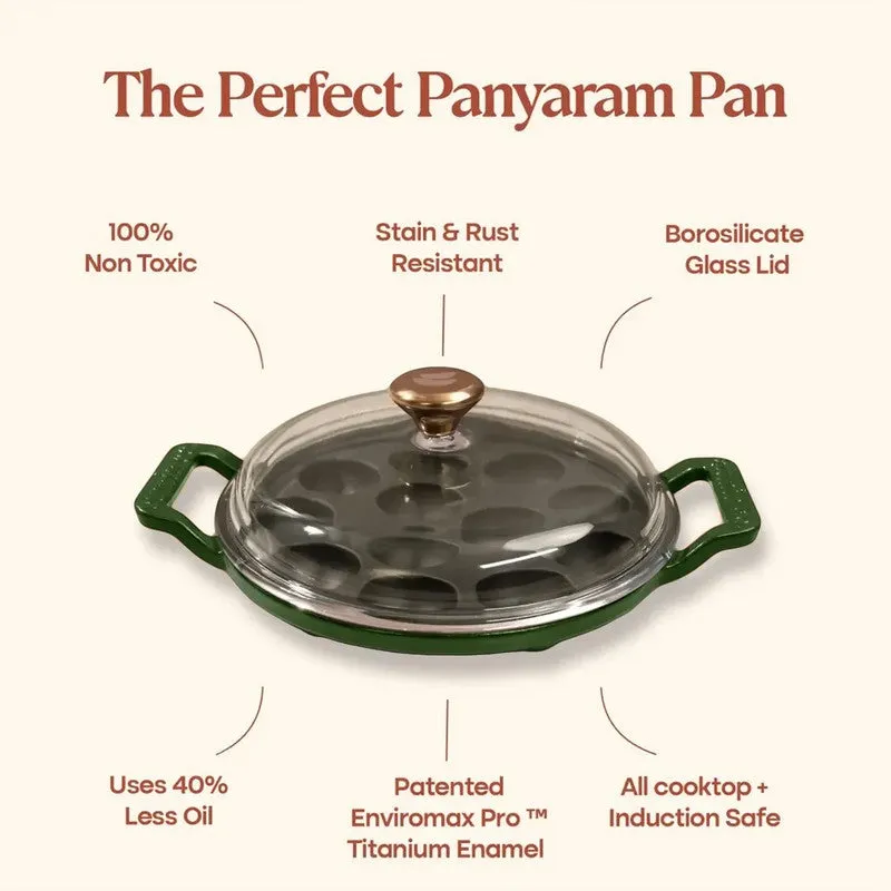 Cumin Co Enamel Cast Iron Paniyaram Pan - Green media 7