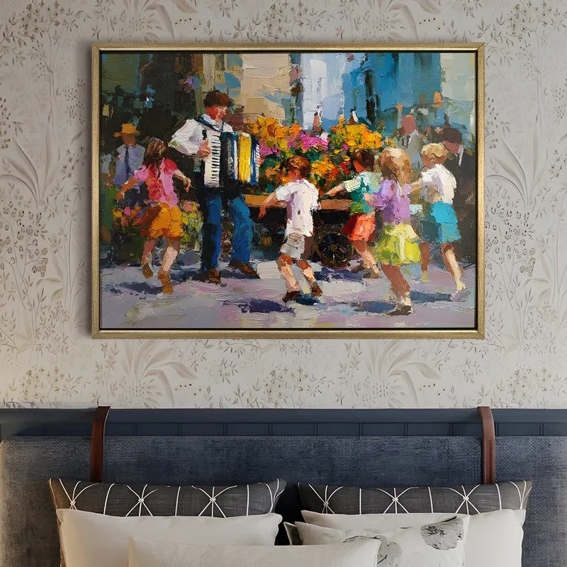 Joyful Market Canvas Wall Painting With Frame media 5