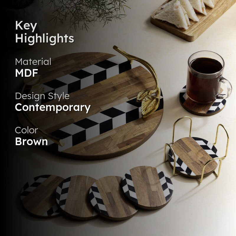 Nihi Black & White MDF Platter With Coaster - Eight Piece Set media 2