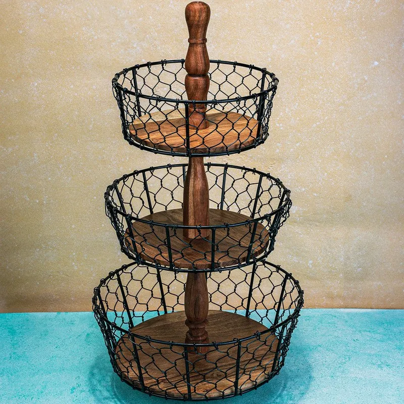 OrchardStack Metal Three-Tier Fruit Basket media 3