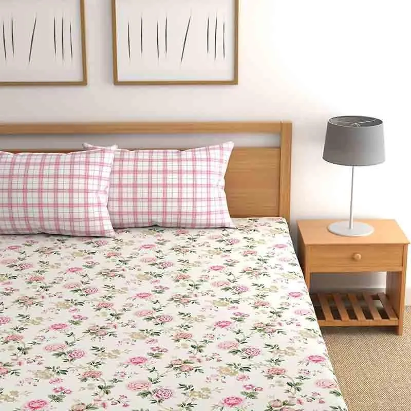 Floral Grace Microfiber Bedsheet - 150 GSM media 1