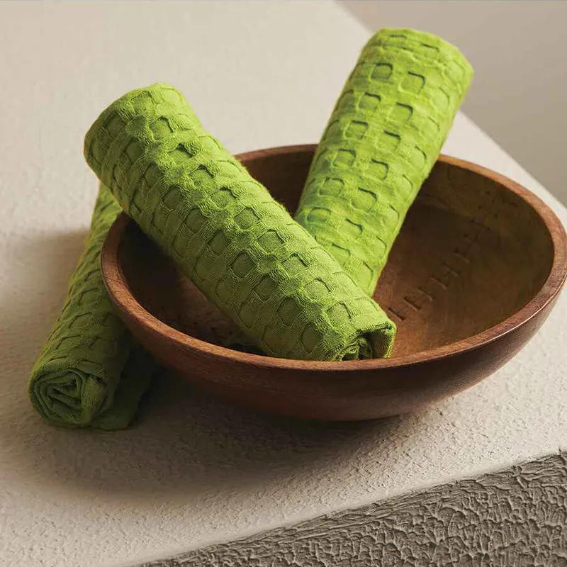 Haimi Textured Waffle Towel Combo (Green) - Four Piece Set media 3