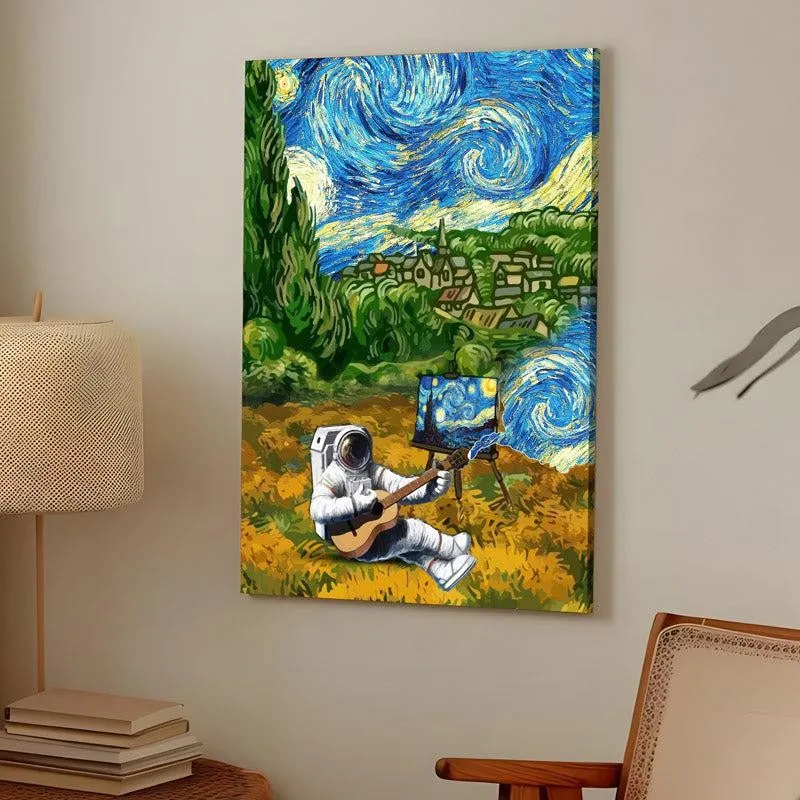 Astro Starry Night Canvas Wall Painting - Multicolor media 4