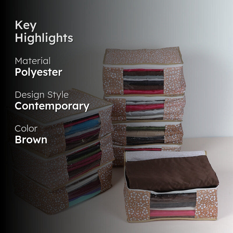 Bizet Floral Saree Cover (Brown) - Set Of Eight media 2