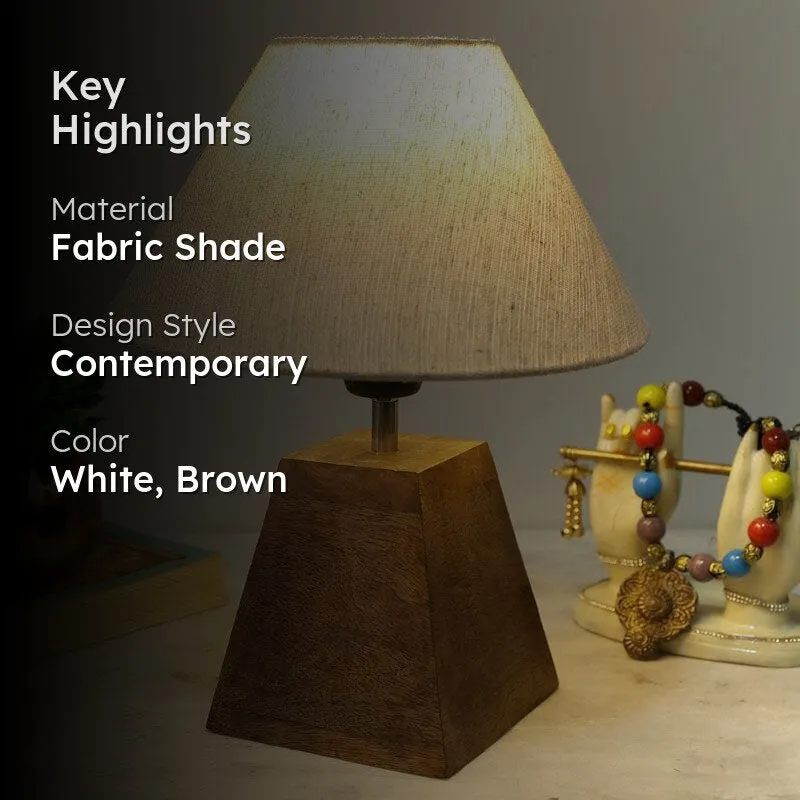 Pyramid Perfection Solid Fabric Table Lamp - White,Brown media 2