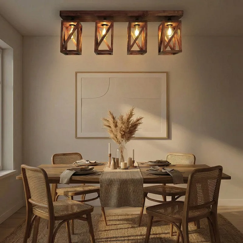 Tyriana 4 Series Wooden Cuboid Ceiling Lamp media 3