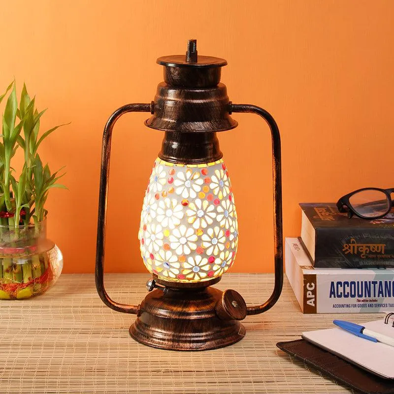 Admya Mosaic Lantern Iron Table Lamp - Multicolor media 1
