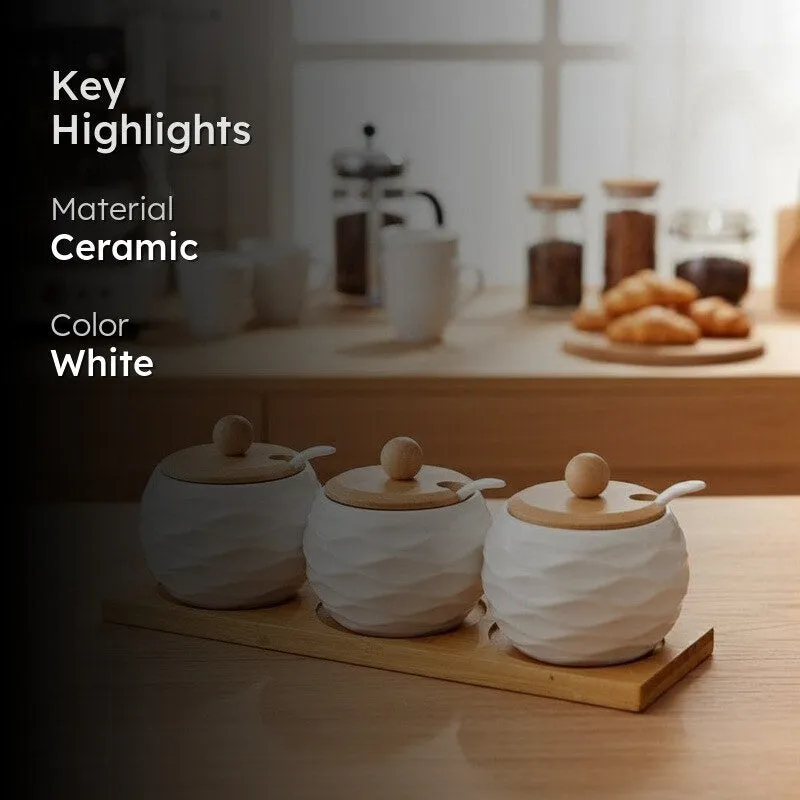 Spice Aura Ceramic Condiment Jars (170 mL Each) - Four Piece Set media 2