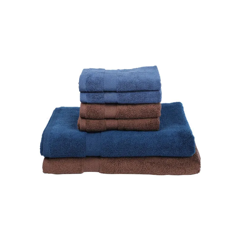 Miorah Hand & Face Towel Combo (Brown & Blue) - Six Piece Set media 5