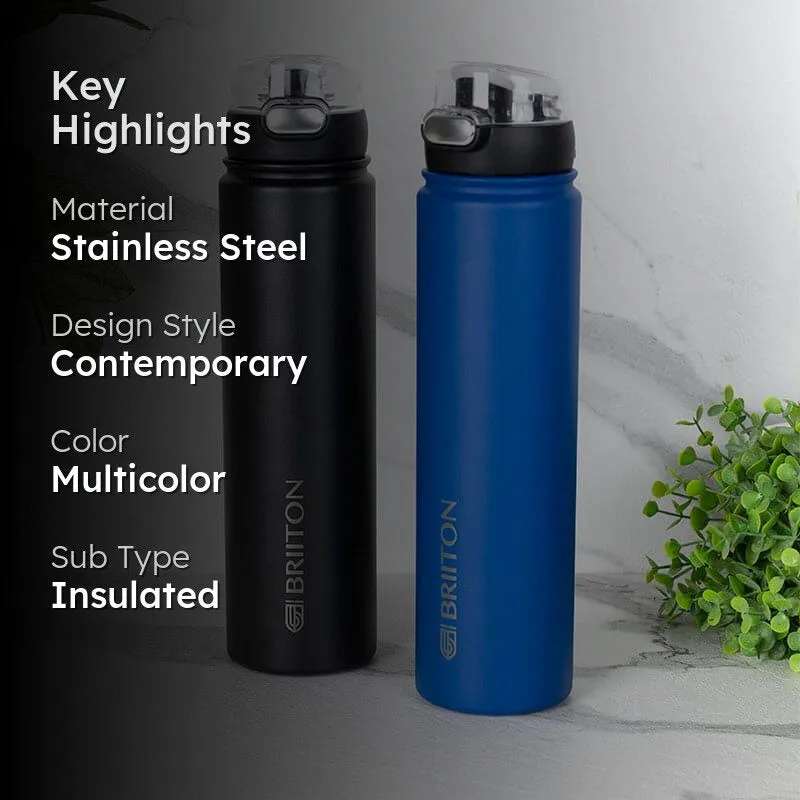 Harpo Sip Hot & Cold Thermos Water Bottle (Black & Blue, 750 mL Each) - Set Of Two media 2
