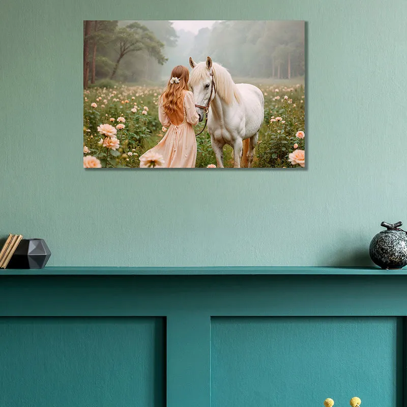 Girl & Horse Cotton Canvas Wall Art media 1