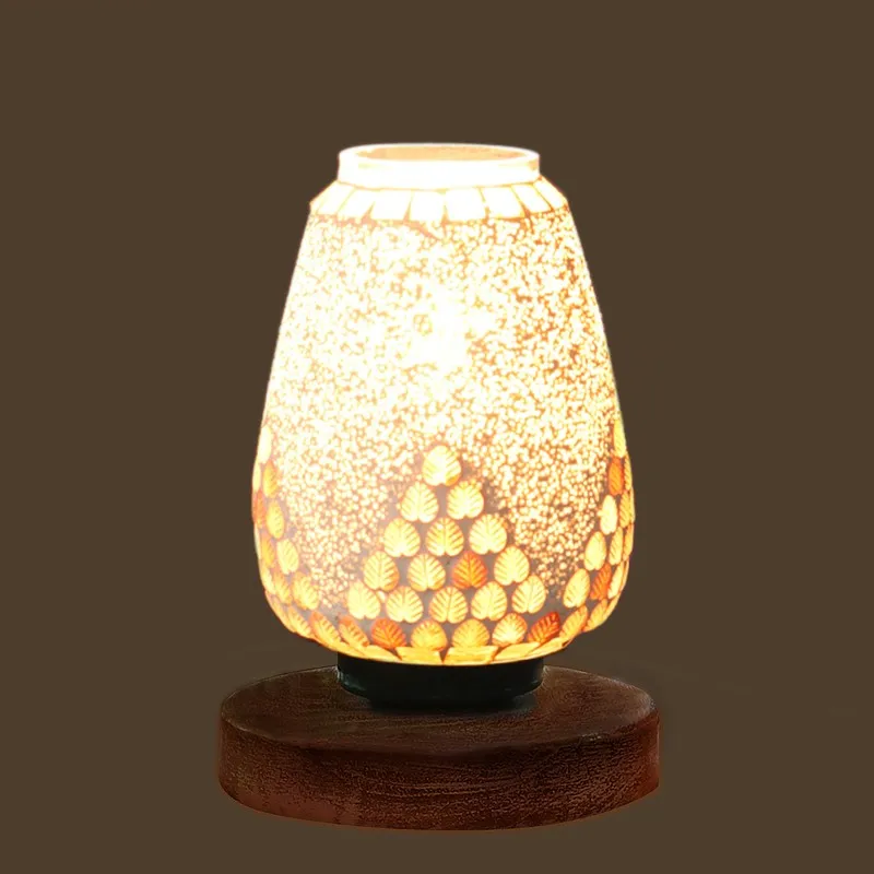 Gloricae Glass Table Lamp With Wooden Base - White media 6