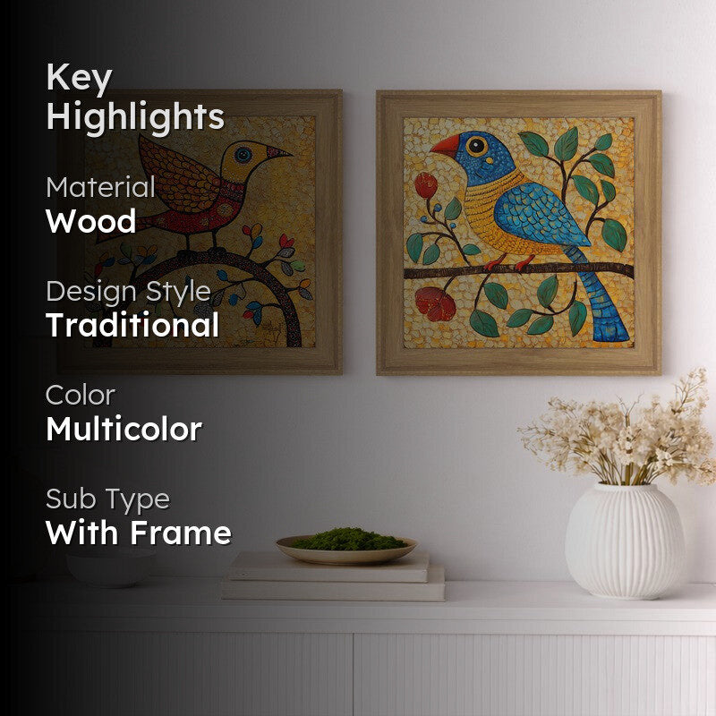 Madhubhani Birds I Wall Art - Set Of Two media 2